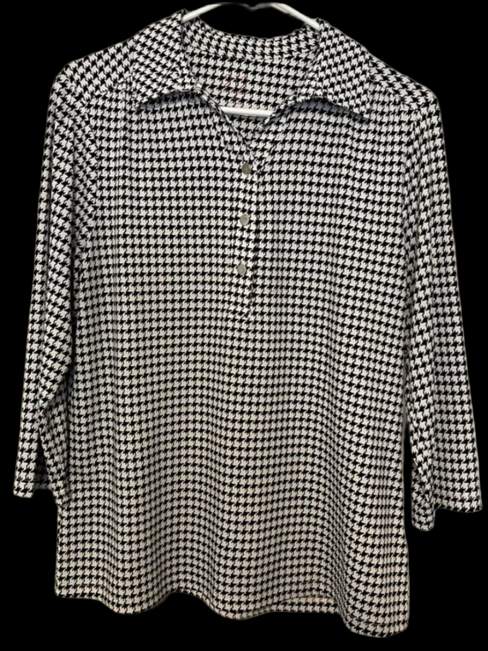 212 Collection Black and White Polo Collar Blouse